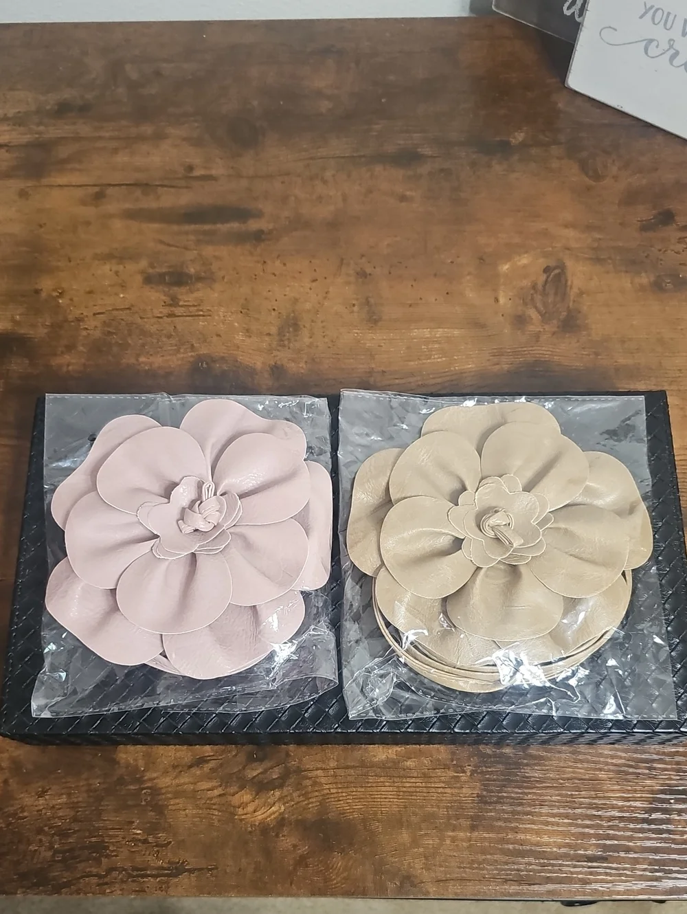 Faux Leather Large Flower Tie Belt